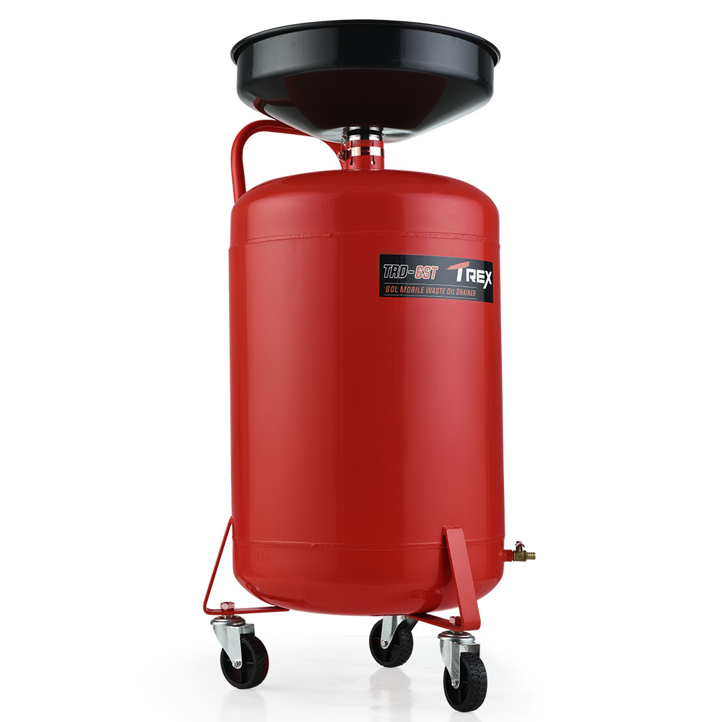 V219-VHWWODTR6STA-202505071545-00 T-REX 60L Mobile Waste Oil Drainer Tank, Telescopic, for Car Engine, Workshop - Image 1