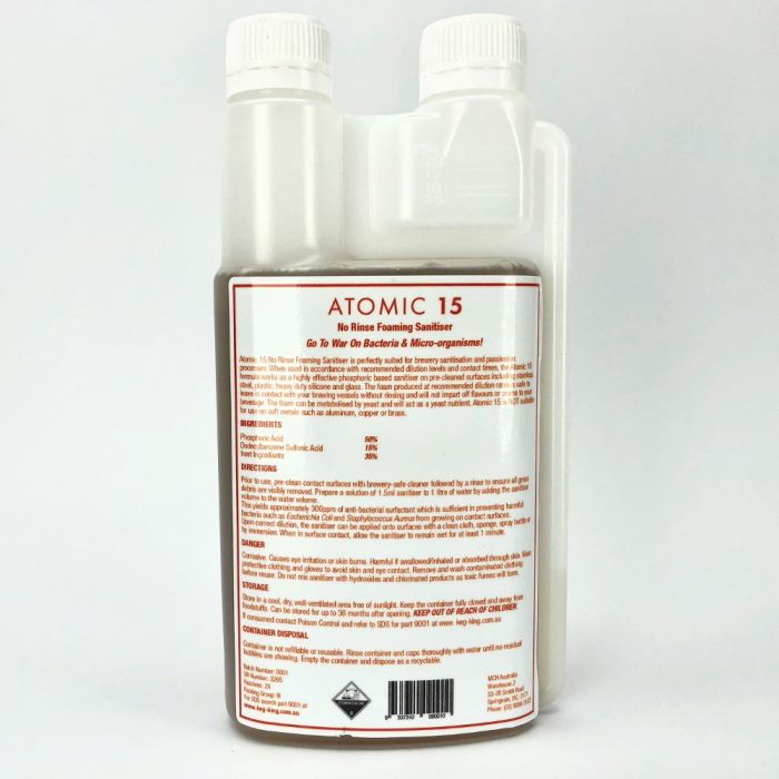 V225-9001-9001_atomic15_back-00 Atomic 15 - Foaming Sanitiser - No Rinse - Image 1