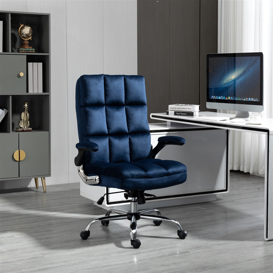V226-SW1601BL_J97A9149_Jc_1 Velvet Home Ergonomic Swivel Adjustable Tilt Angle and Flip-up Arms Office Chair - Image 1