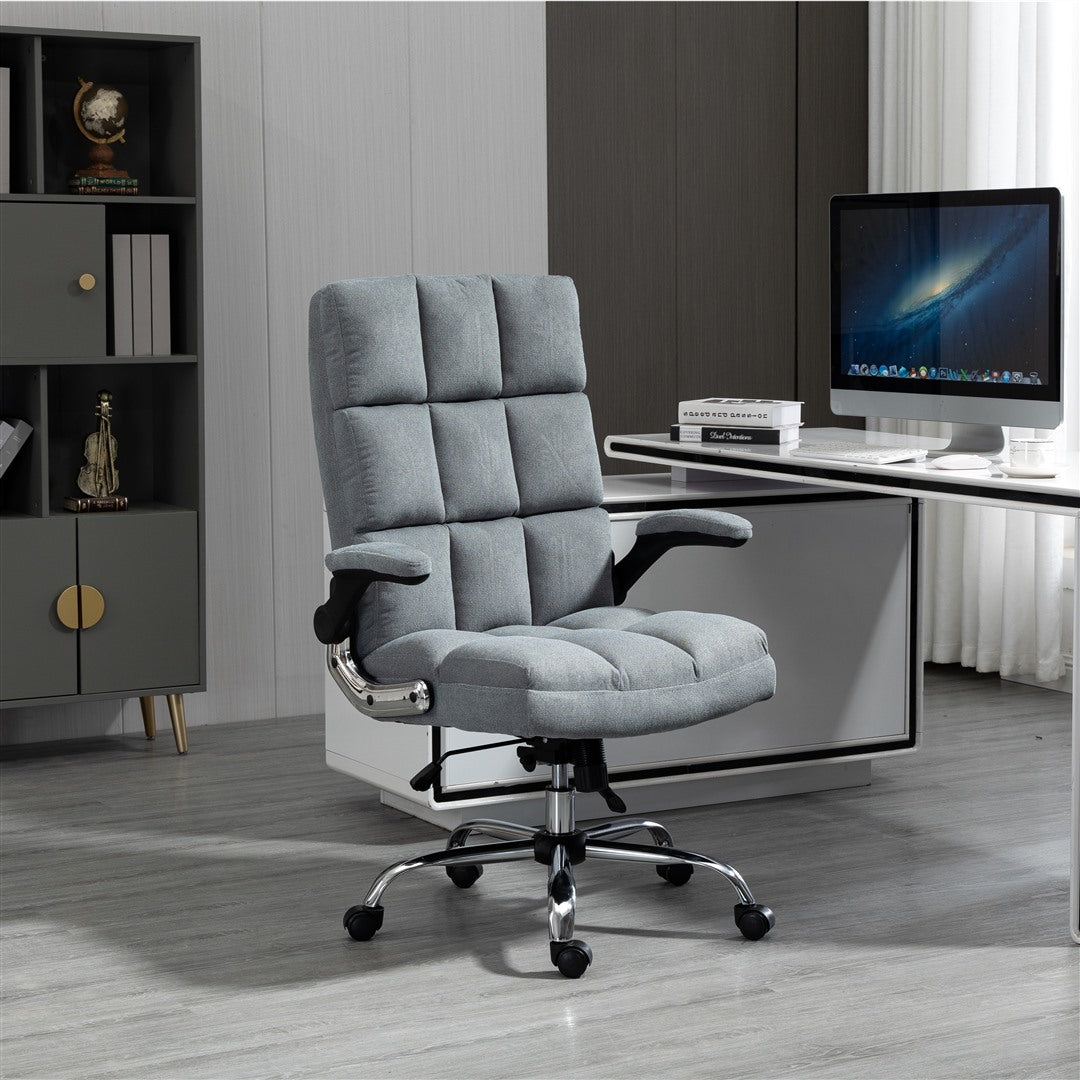 V226-SW1601GY_J97A9135_Jc_bc87c096-2815-4db5-a154-2ebb10346450_1 Soft Velvet Home Ergonomic Swivel Adjustable Tilt Angle and Flip-up Arms Office Chair - Image 1