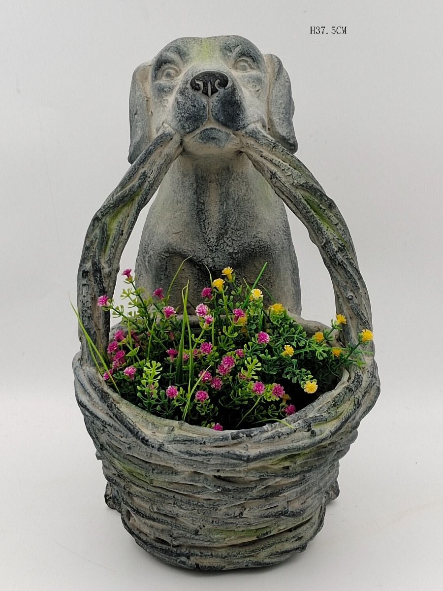 V231-MP-061-202506031255-00 Dog with basket Planter - Image 1