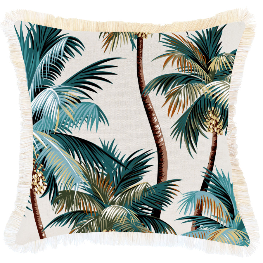 V236-EP12204302FNCT_EP12204502CF_Indoor-Outdoor-Cushion-Cover-Palm-Trees-Natural Cushion Cover-Coastal Fringe Natural-Palm Trees Natural-45cm x 45cm - Image 1