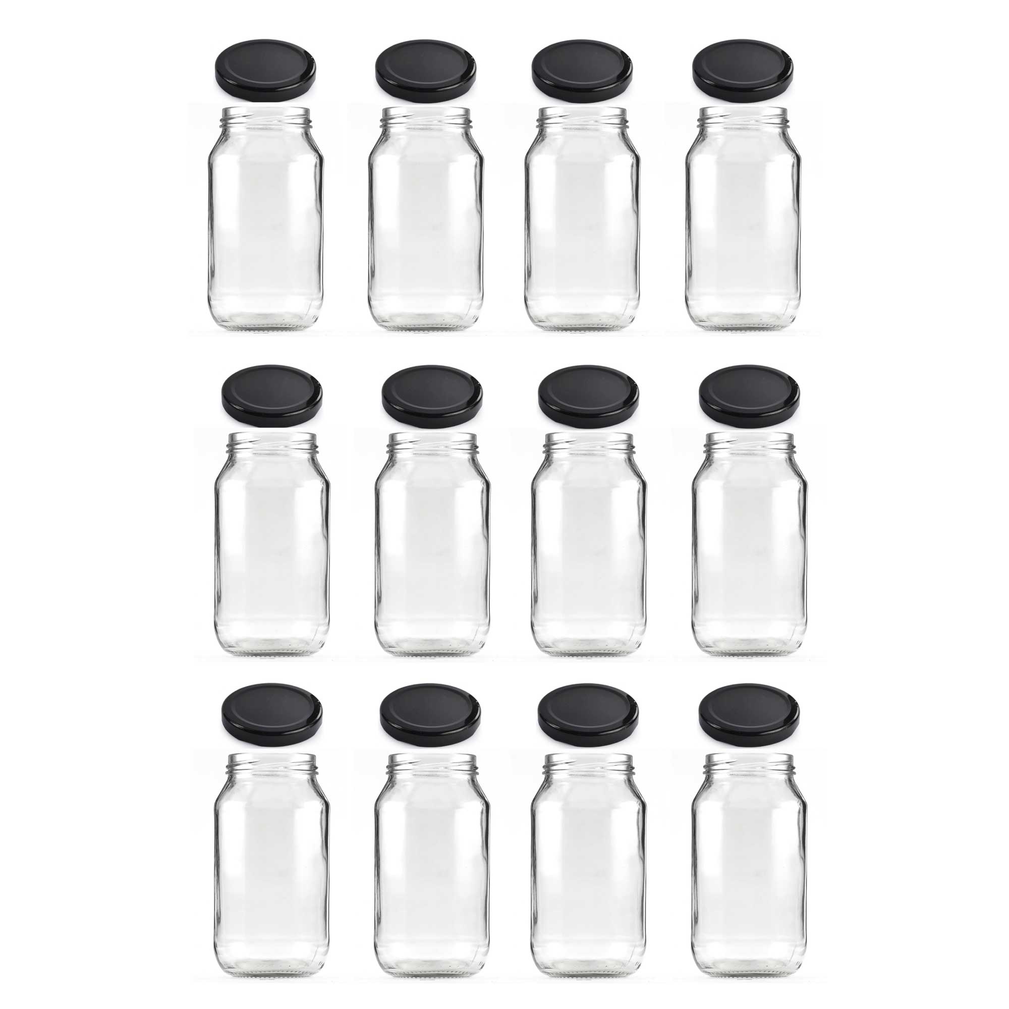 V238-SUPDZ-39259095597136-202507252200-00 12x 500ml Flint Glass Jars + Twist Lids - Round Food Storage Preserving Jar - Image 1