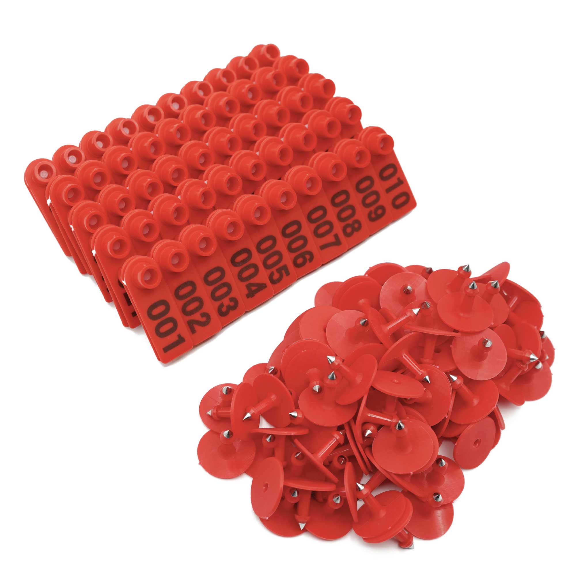 V238-SUPDZ-39973712756816-202507311224-00 1-100 Cattle Number Ear Tag 5x2cm Set - Mini Red Cow Sheep Pig Livestock Label - Image 1