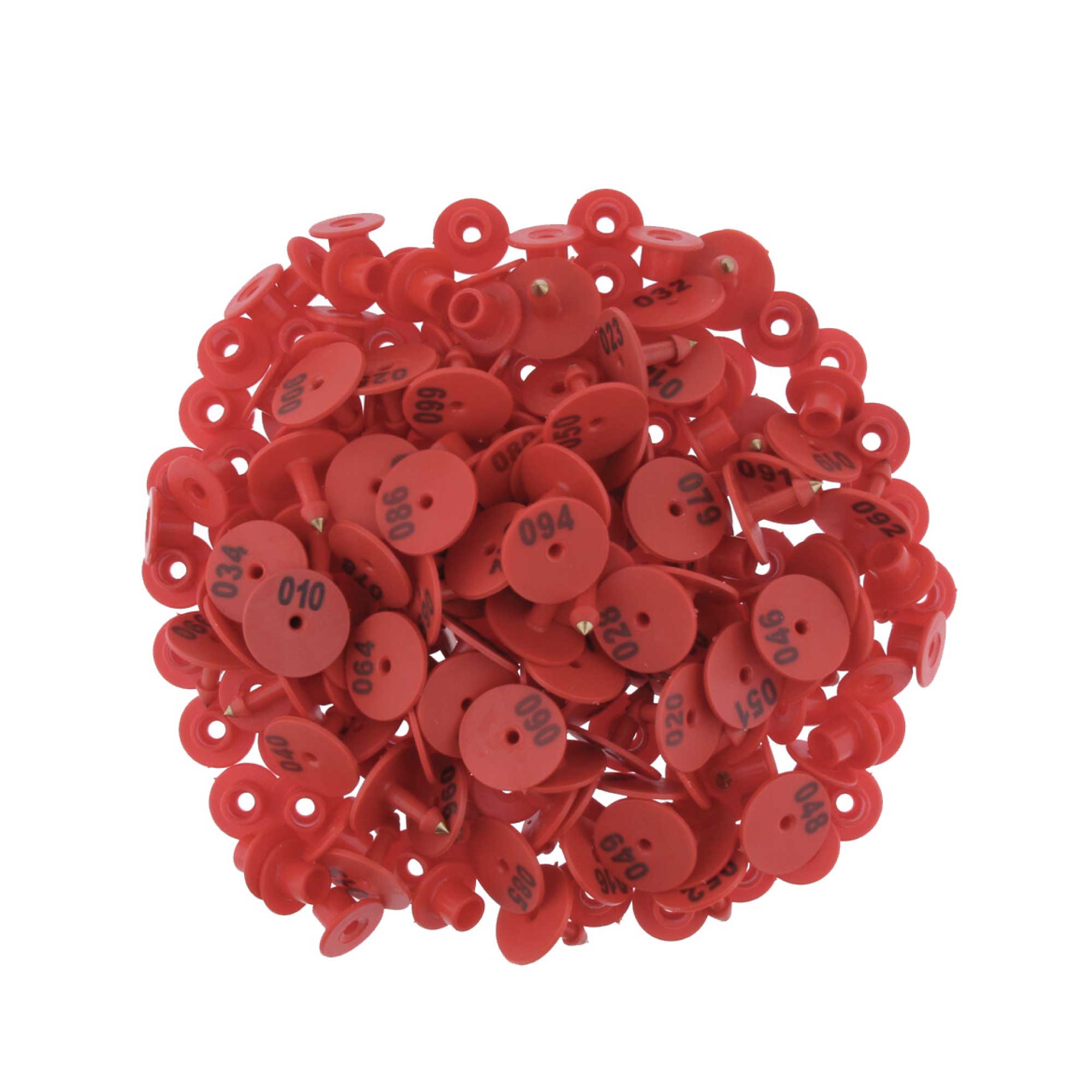 V238-SUPDZ-39973714853968-202507311224-00 1-100 Cattle Number Ear Tag Set - Round Red Pig Sheep Goat Livestock Label - Image 1