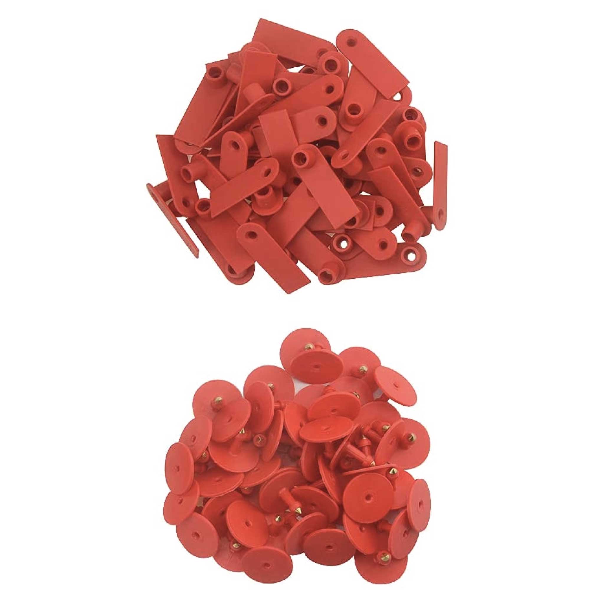 V238-SUPDZ-39973732024400-202507311225-00 100x Cattle Ear Tags Set - 5x2cm Mini Red Blank Cow Pig Sheep Livestock Label - Image 1