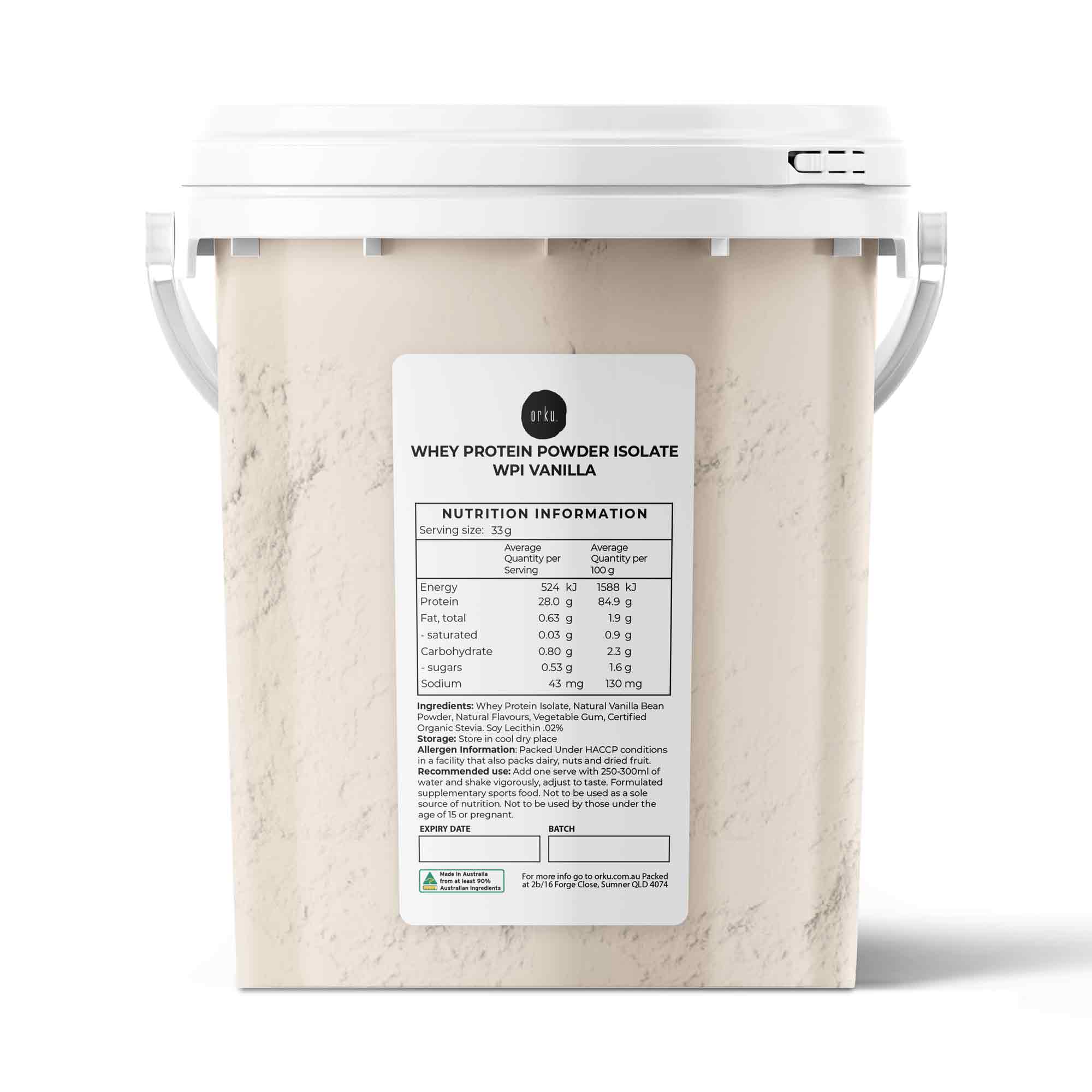 V238-SUPDZ-40157633380432-202507091112-00 Orku 500g Whey Protein Isolate Powder – Vanilla WPI Bucket | Sports Food - Image 1