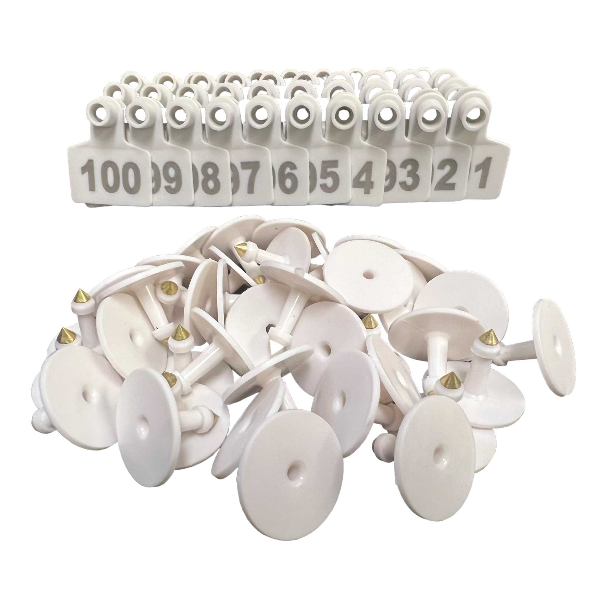 V238-SUPDZ-40208925458512-202507311301-00 1-100 Cattle Number Ear Tags 5x4cm Set - Small White Pig Goat Livestock Label - Image 1