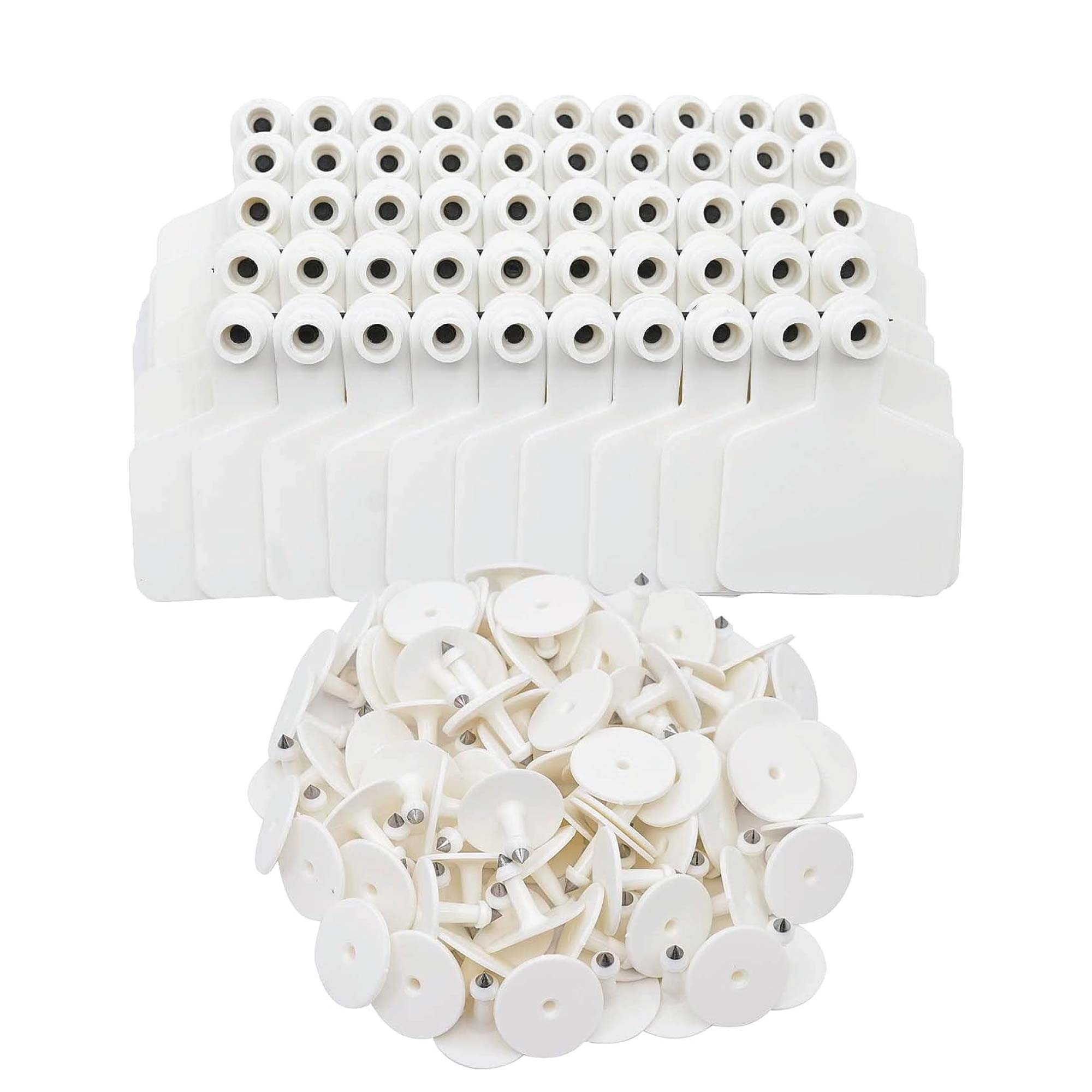V238-SUPDZ-40208932339792-202507311300-00 100x Cattle Ear Tags 6x7cm Set - Medium White Blank Cow Sheep Livestock Label - Image 1