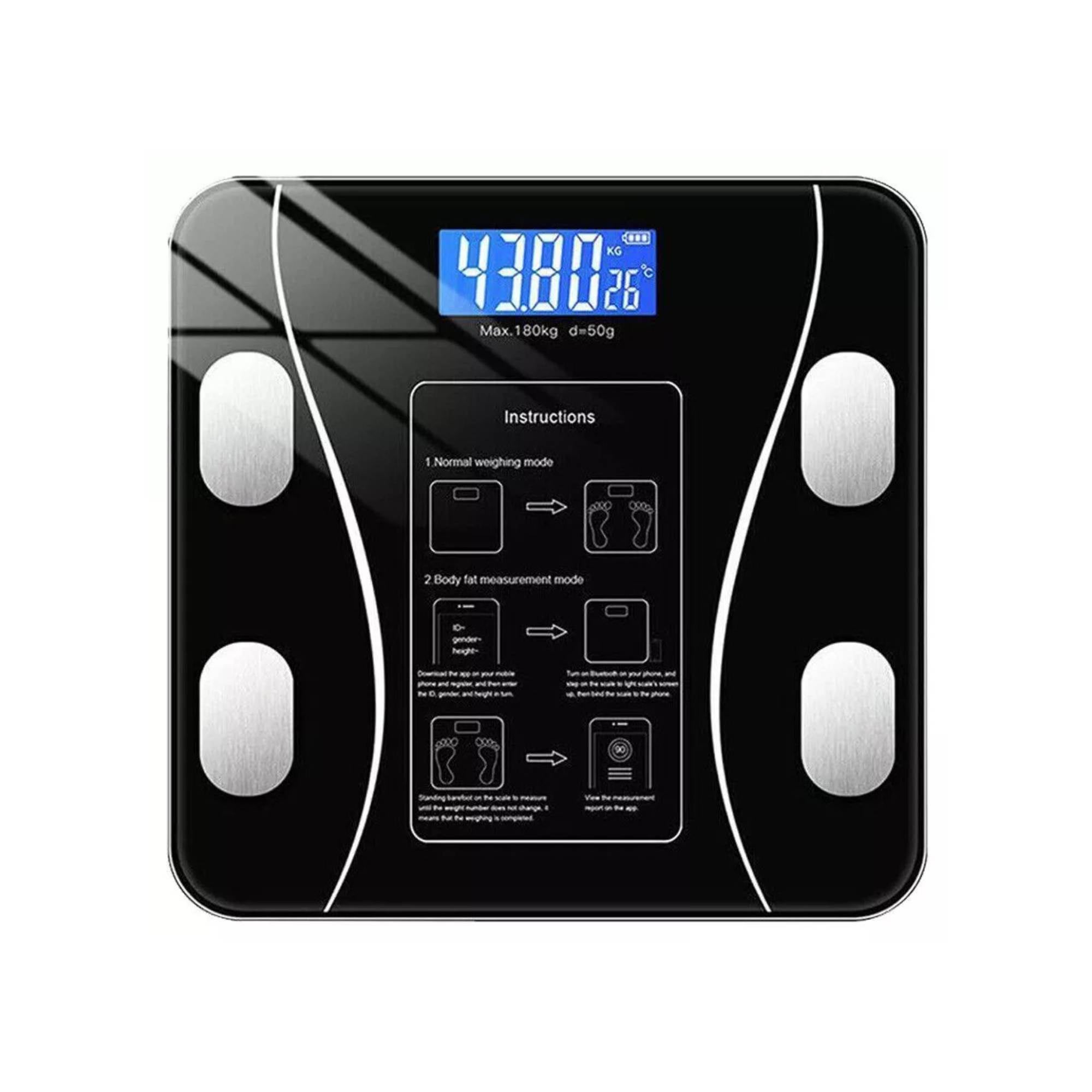 V238-SUPDZ-41073043996752-202507281325-00 Bluetooth Smart Body Fat Scale Black - Digital BMI Weight USB Recharge with App - Image 1