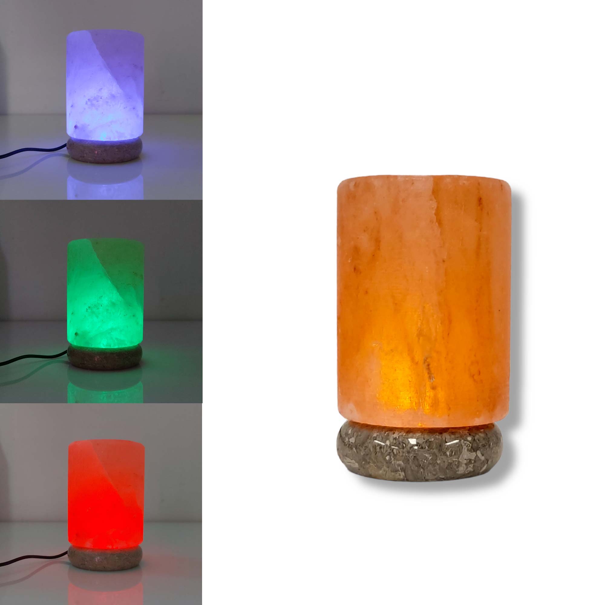 V238-SUPDZ-43047464134-202507252235-00 USB Colour Changing Salt Himalayan Lamp - Cylinder Shape Pink Rock LED Light - Image 1