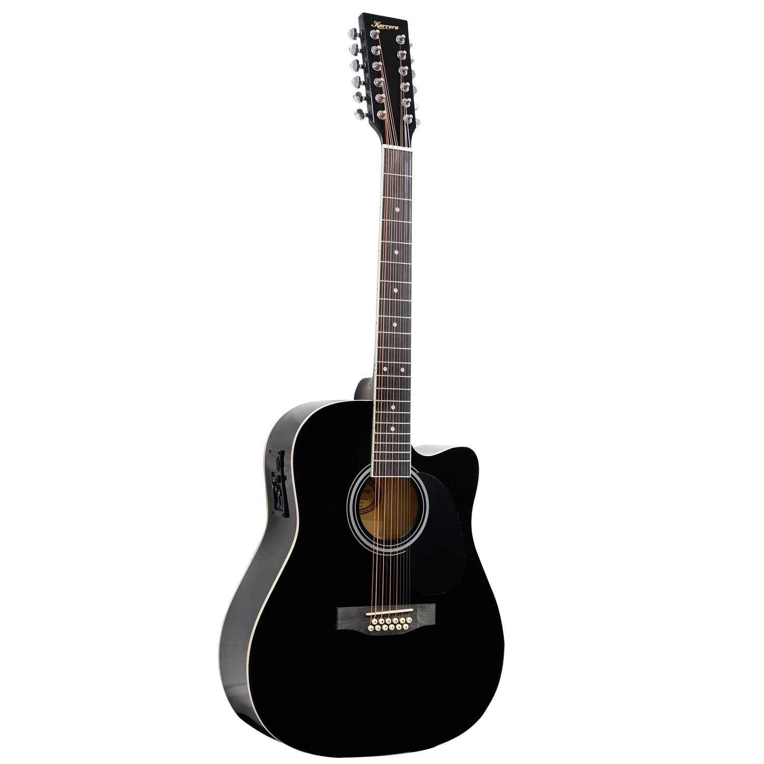 V240-12S-EQ-BK-71695-00 Karrera 12-String Acoustic Guitar with EQ - Black - Image 1