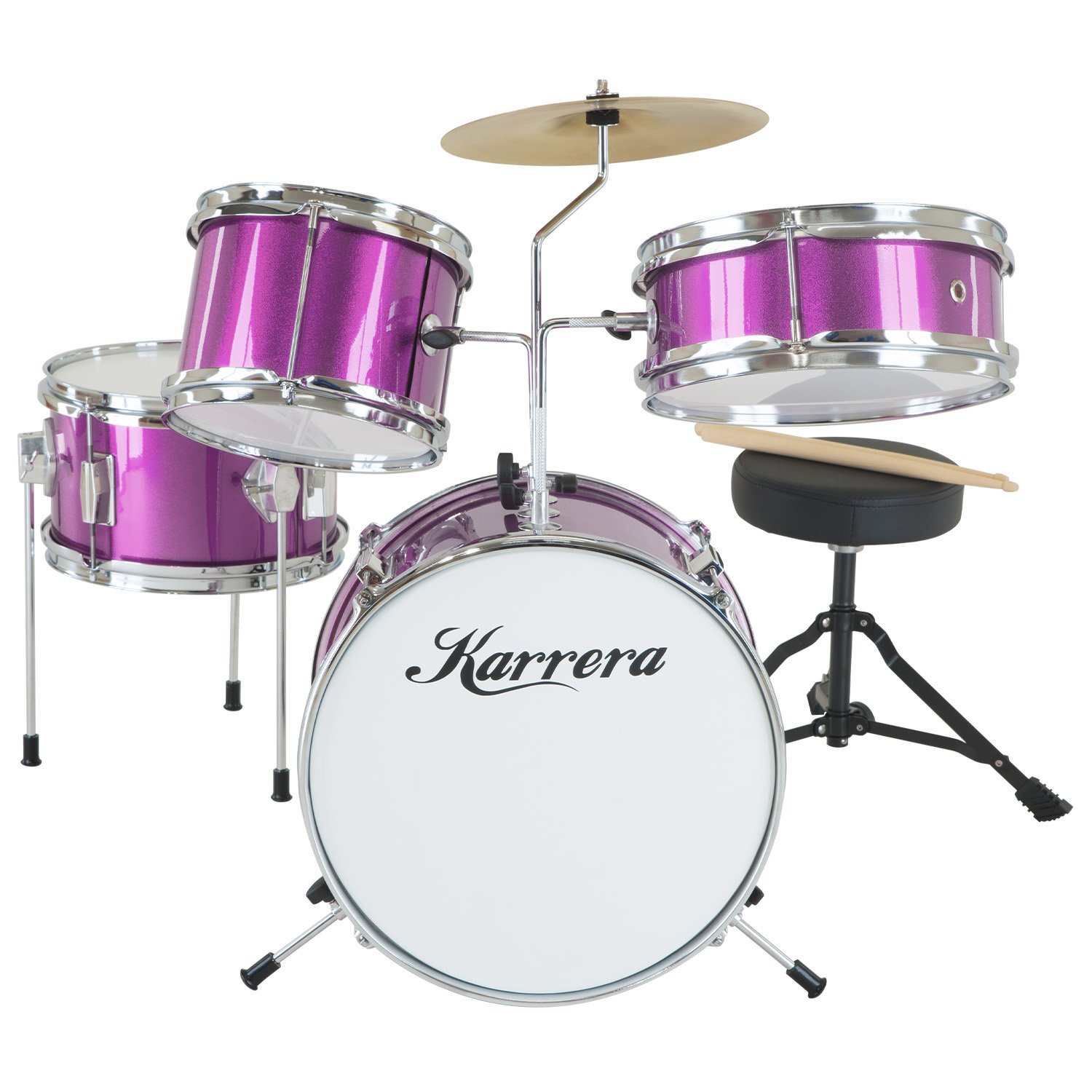 V240-4PC-DRUM-PU-71659-00 Karrera Childrens 4pc Drum Kit - Purple - Image 1