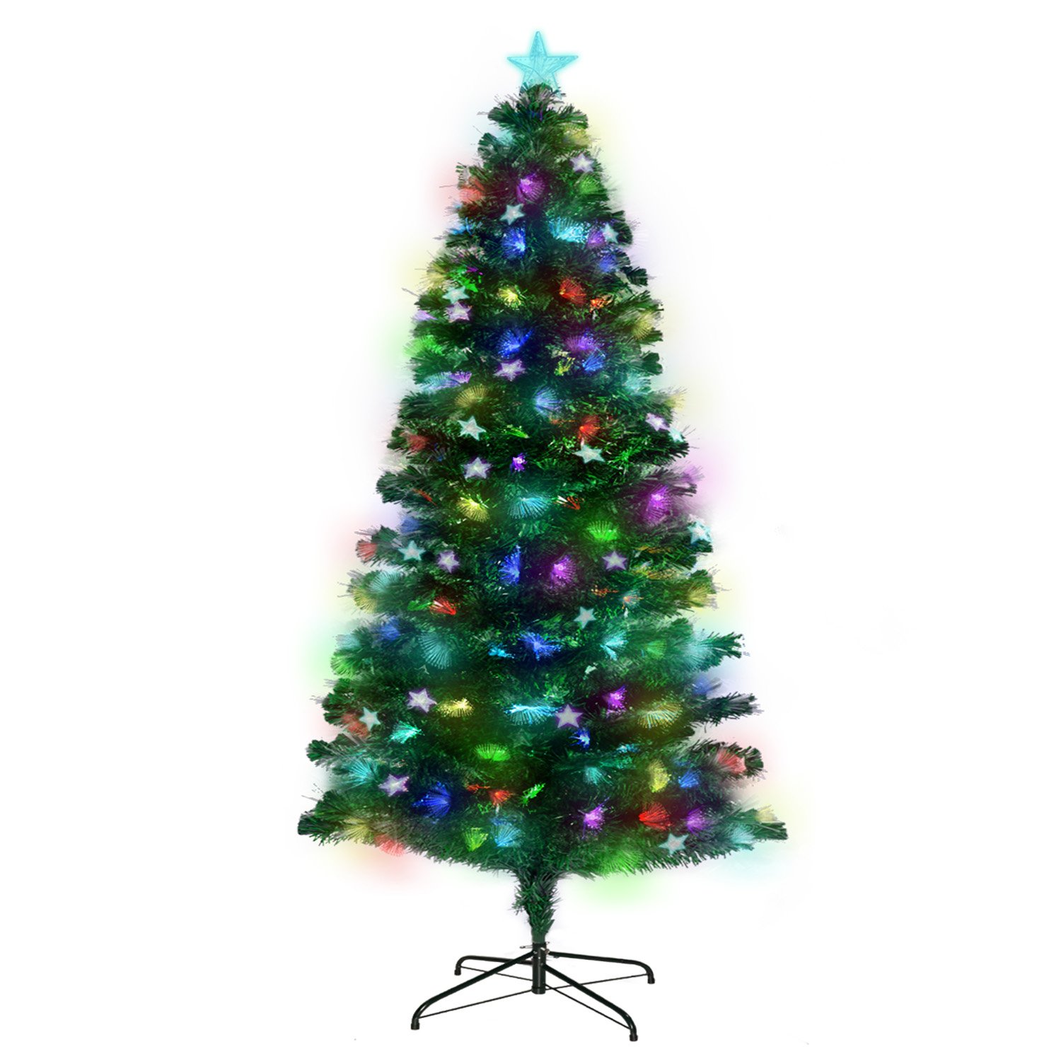 V240-CMT-JFA-240-OPF-73459-00 Christabelle 2.4m Enchanted Pre Lit Fibre Optic Christmas Tree Stars Xmas Decor - Image 1