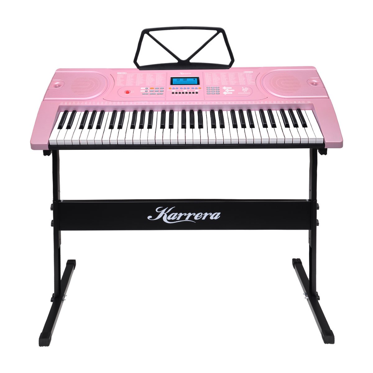 V240-EKB-CHJ-61-PK-71669-00 Karrera 61 Keys Electronic Keyboard Piano Music with Stand - Pink - Image 1