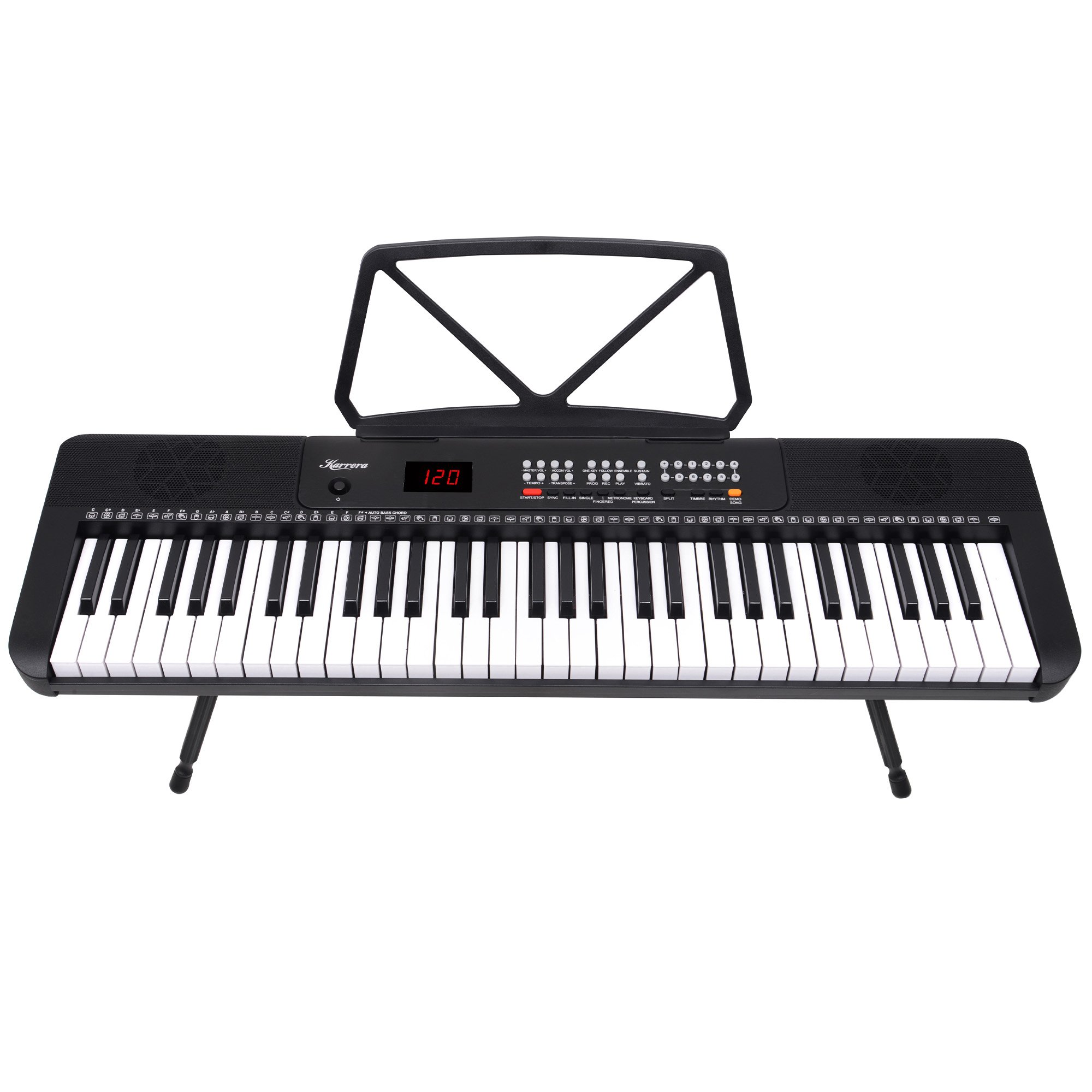 V240-EKB-CHJ-SD1-BK-202505071211-00 Karrera 61-Key Electronic Piano Keyboard with LED and Folding Stand in Black CHJ-SD1 - Image 1