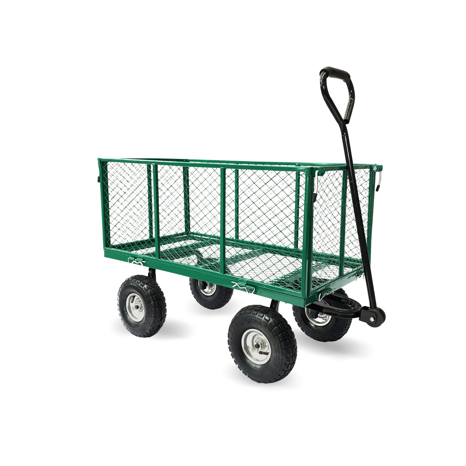 V240-GMC-H38-GN-73348-00 Wallaroo Steel Mesh Garden Trolley Cart - Green - Image 1