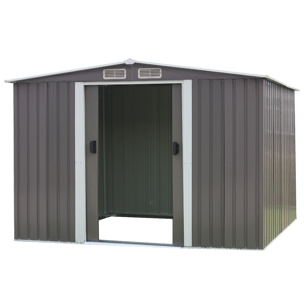 V240-GSS-BSW-88N-GY-73574-00 Wallaroo Garden Shed Spire Roof 8ft x 8ft Outdoor Storage Shelter - Grey - Image 1