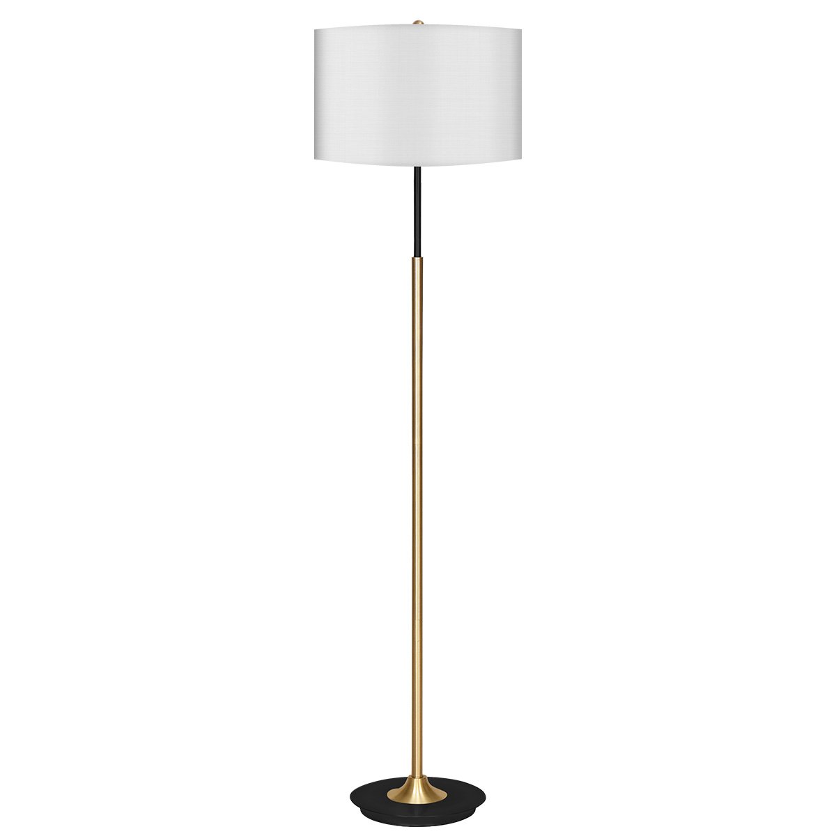 V240-LMP-MLM-1131-71632-00 Sarantino Metal Floor Lamp Brushed Brass Finish with White Shade - Image 1