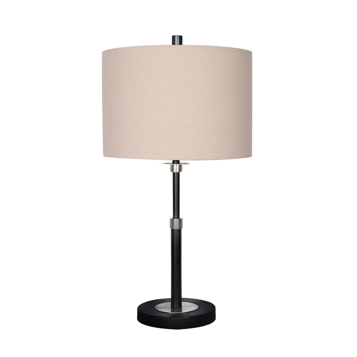 V240-LMP-MLM-50758-02-71597-00 Sarantino Metal Table Lamp with Linen Drum Shade - Image 1