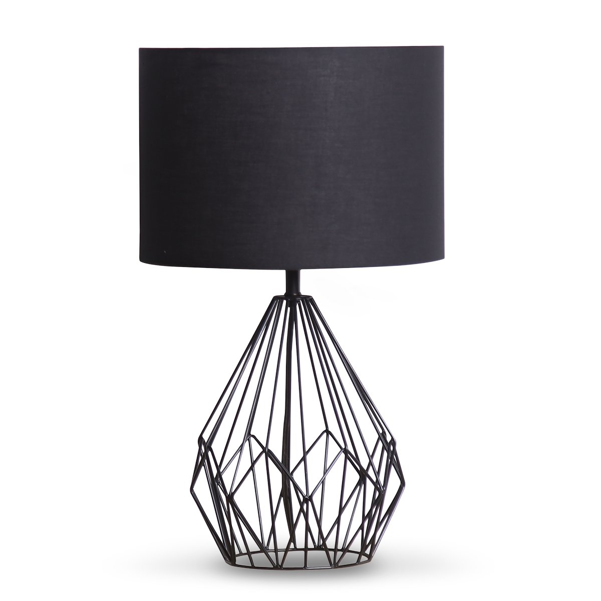 V240-LMP-MLM-747-71527-00 Sarantino Metal Wire Table Lamp in Black Finish With Black Drum Shade - Image 1