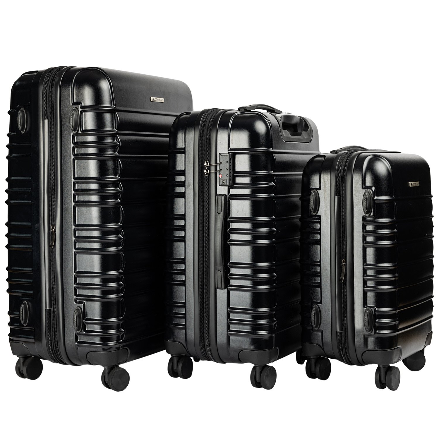 V240-LUG-03D-3PC-BK-71651-00 Olympus Noctis 3PC Luggage Set Hard Shell ABS+PC - Stygian Black - Image 1