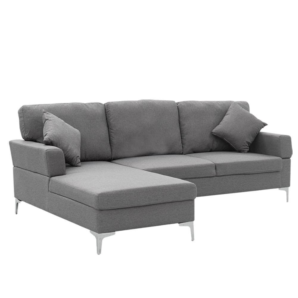 V240-SOFA-8253-LNN-DGY-R-70508-00 Sarantino Linen Corner Sofa Couch Lounge L-shape W/right Chaise Seat Dark Grey - Image 1