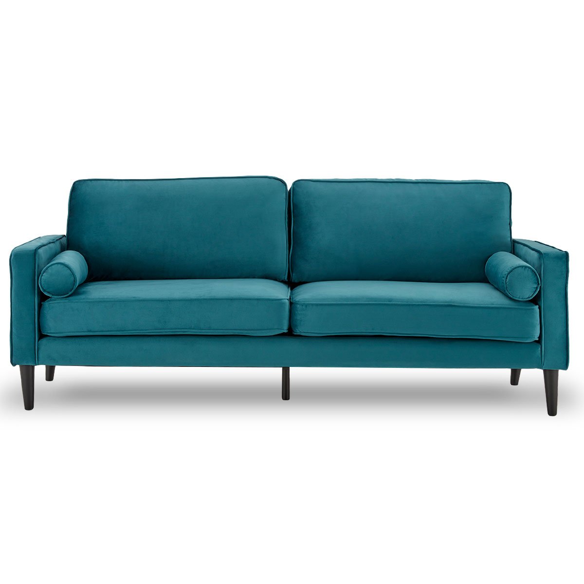 V240-SOFA-M2810-SUE-BU-73515-00 Sarantino Faux Velvet Sofa Bed Couch Furniture Lounge Suite Seat Blue - Image 1
