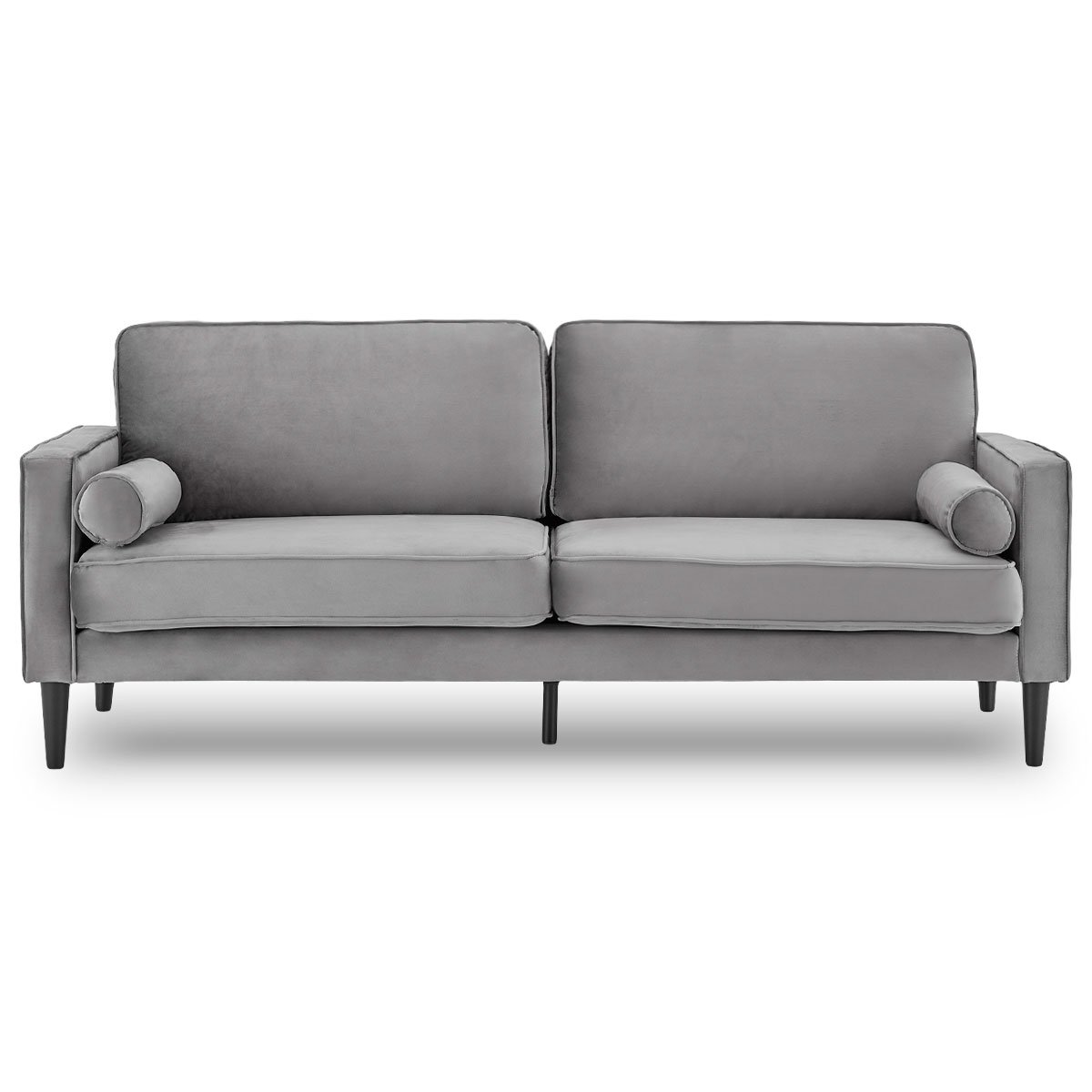 V240-SOFA-M2810-SUE-GRY-73516-00 Sarantino Faux Velvet Sofa Bed Couch Furniture Lounge Suite Seat Grey - Image 1