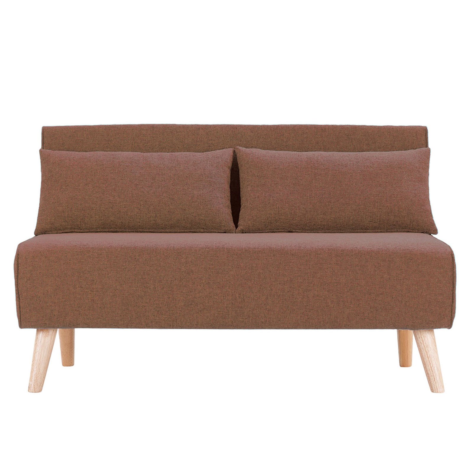 V240-SOFA-M30-LNN-BRN-73531-00 Sarantino 2-Seater Adjustable Sofa Bed Lounge Faux Linen - Brown - Image 1