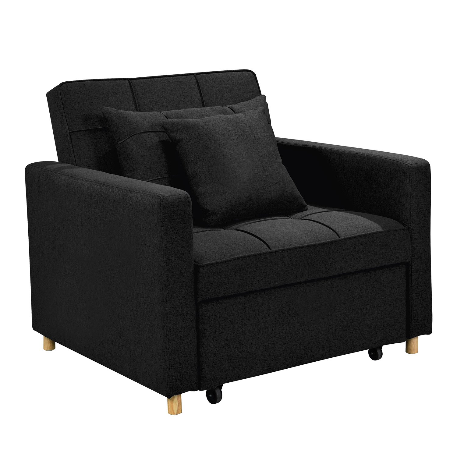 V240-SOFA-YGG-7001-LNN-BLK-73556-00 Sarantino Suri 3-in-1 Convertible Lounge Chair Bed - Black - Image 1
