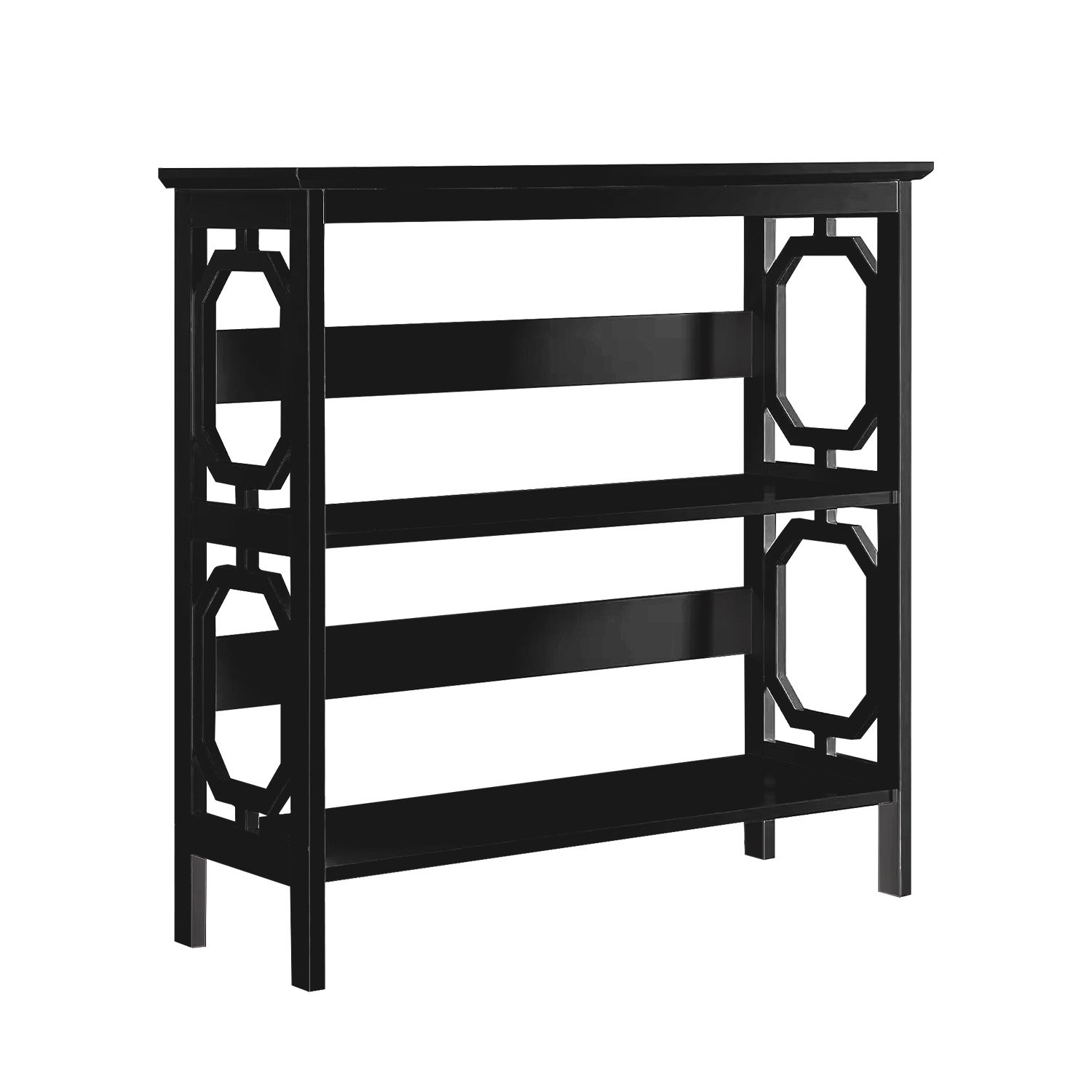 V240-TBL-NTD-096-04-202505071215-00 Sarantino Laurel 3-Tier Bookshelf Display Rack in Black - Image 1