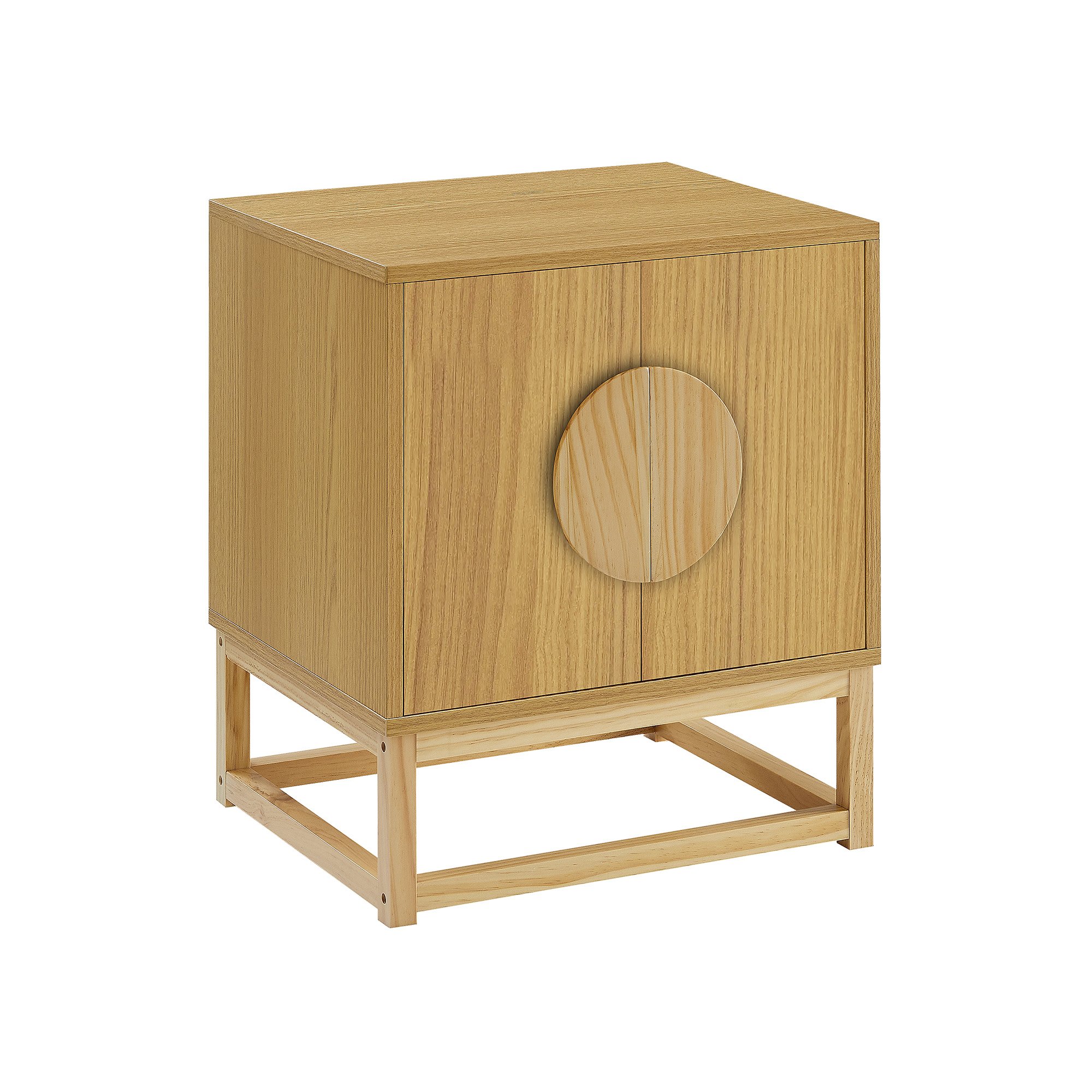 V240-TBL-SV-02-NT-159051-00 Sarantino Luca Bedside Table Split Door Night Stand - Natural - Image 1