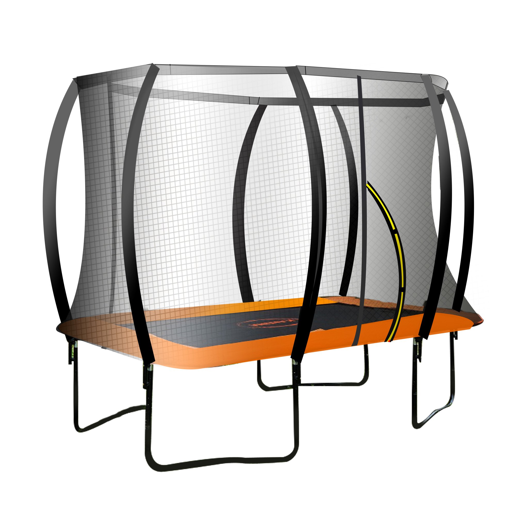 V240-TRA-FJP-RCT-0811-68204-00 Kahuna 8ft X 11ft Outdoor Rectangular Orange Trampoline with Safety Enclosure. - Image 1