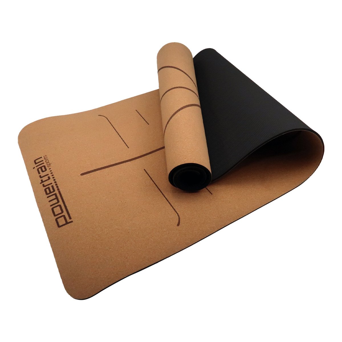 V240-YM-CRK-LPT-71493-00 Powertrain Cork Yoga Mat with Carry Straps Home Gym Pilates - Body Line - Image 1