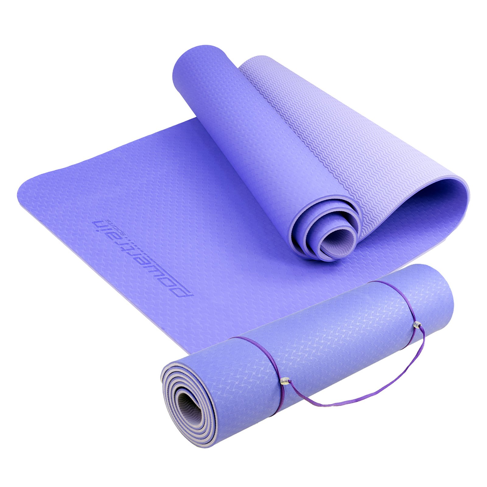 V240-YM-TPE-DHG-BU-67577-00 Powertrain TPE Yoga Exercise Mat Home Gym Pilates Fitness 8mm Thick in Light Purple - Image 1