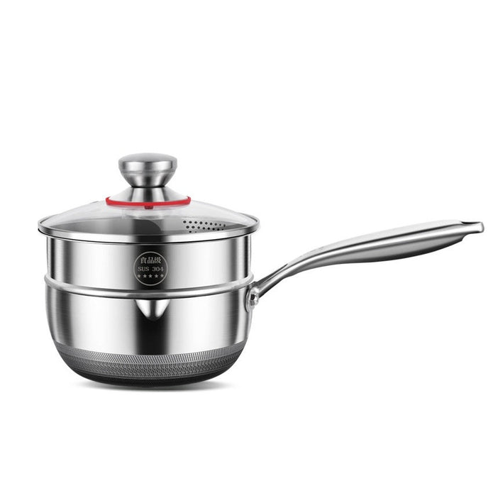 V255-20CMMILKPOT-202504291610-00 20cm 316L Stainless Steel Saucepan Compound Steel Honeycomb Nonstick Sauce Pan with Glass Lid 2.2L Pot Stay-Cool Handle Multipurpose Milk Saucepan, Induction Capable and Gas Stove - Image 1