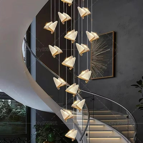 V255-BAM-A005-12HL-202505151825-00 BAMDECOR LED Modern Bedroom Bedside Creative Butterfly Hanging Chandelier Light Fixtures for Stairs Nordic Decoration (12Heads) - Image 1