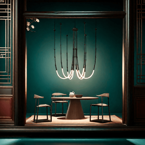 V255-BAM-SLENDER-6L-202505151825-00 BAMDECOR Minimalistic Retro LED Minimalism Designer Lustre Hanging Lamps Slender-Shape LED Pendant Light (Black) - Image 1