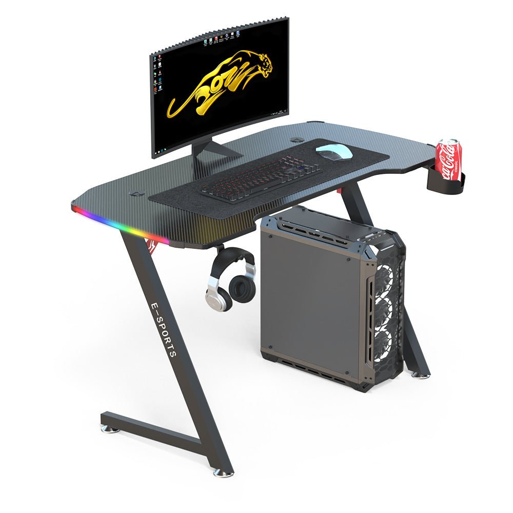 V255-BEISIJIE-K-Z-140-216827-00 140cm New Arrive Computer Table Z Shaped Gaming Desk With RGB Led Lights Gaming Tables - Image 1