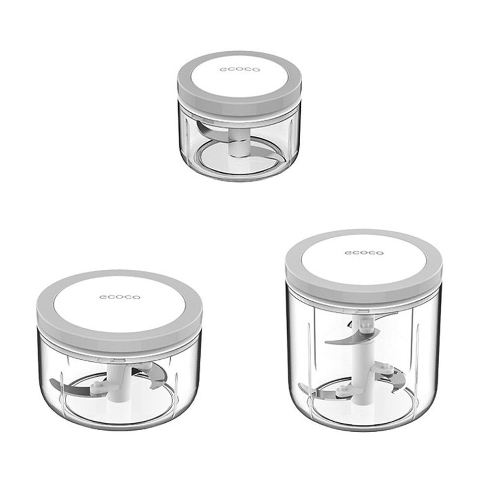 V255-E1920-3SIZESG-52667-00 Ecoco 3 Sizes Cutter Set Easy Chopper Mincer Mixer Slicer Dicer Blender Shredder For Onion Garlic Grey - Image 1