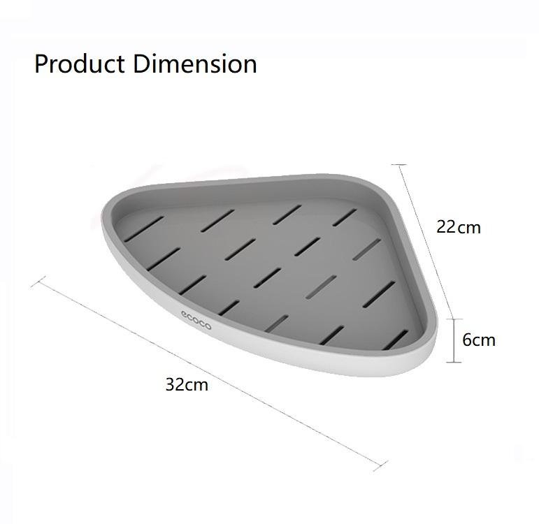 V255-E2030-G-52615-00 Ecoco Bathroom Corner Shower Shelf Corner Shower Caddy Shower Storage Organizer Wall Mounted for Bathroom, Kitchen, Toilet Grey - Image 1