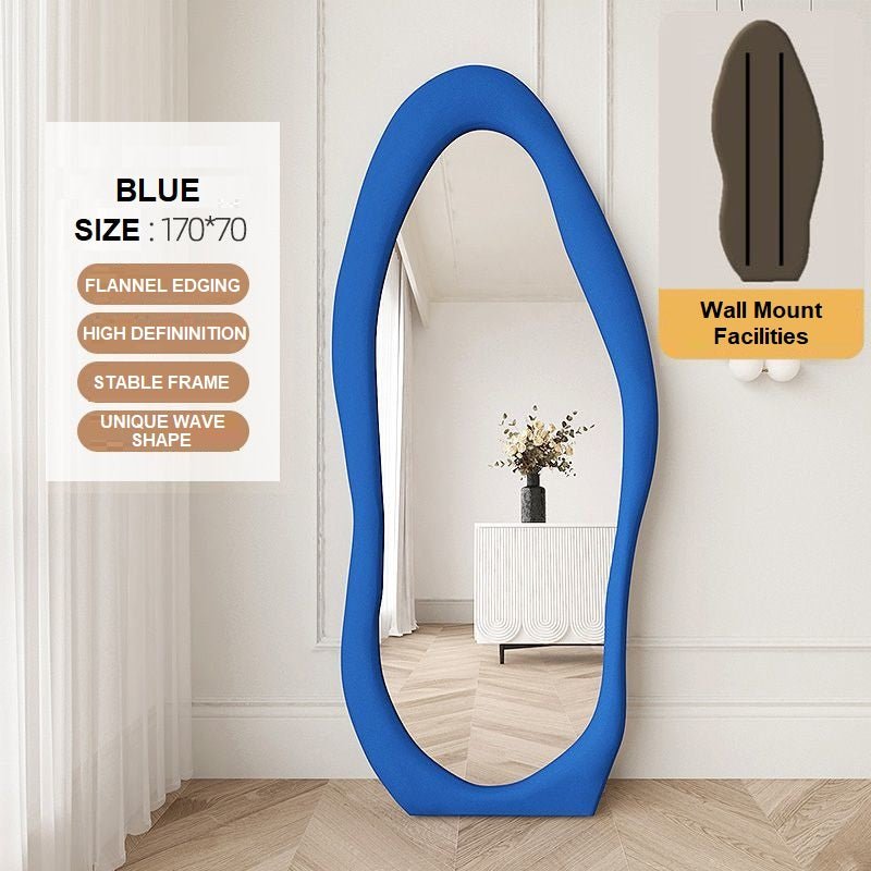 V255-FBMI-CL-BLUE_170-186614-00 1.7m Standing Maiden Mirror Full Length Aesthetic Full Size Floor Mirror Bedroom Creative Modern Deco Blue - Image 1