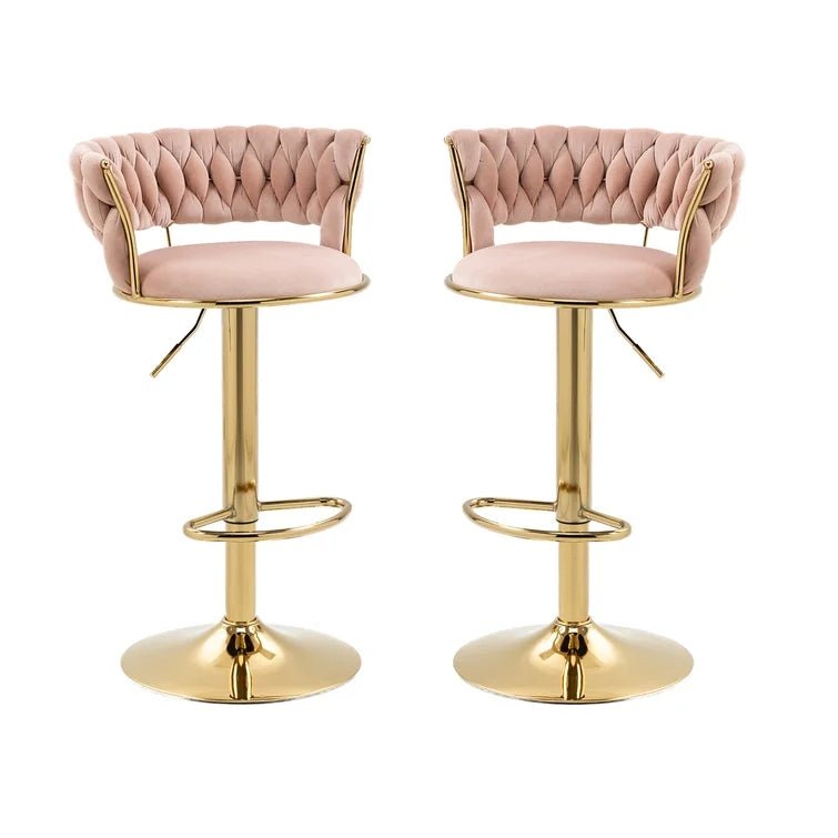 V255-GP1763-PINK-202502261840-00 SERENITà Pink Velvet Seat Kitchen Breakfast Bar Stools Counter Height Barstools with Back Cushioned Chairs for Home Bar x2 - Image 1