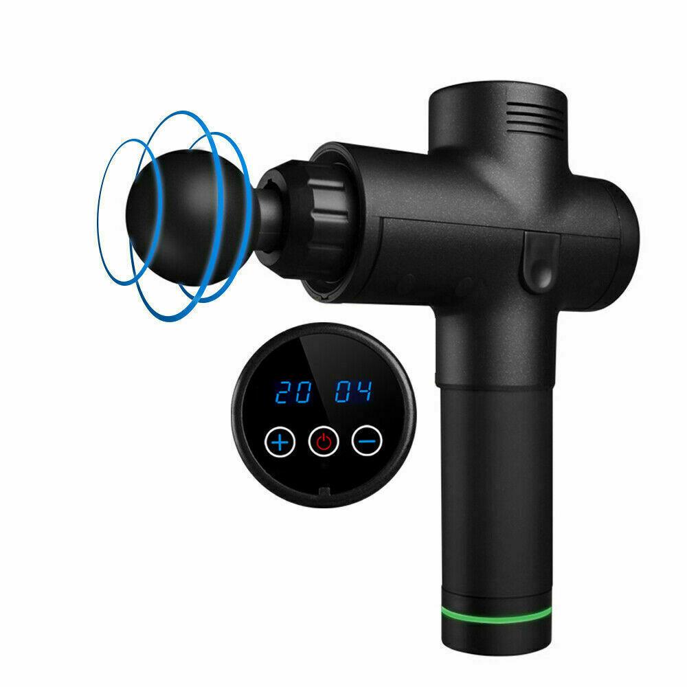 V255-MGUNLCD-CF-53314-00 POWERFUL 6 Heads LCD Massage Gun Percussion Vibration Muscle Therapy Deep Tissue Carbon Friber - Image 1