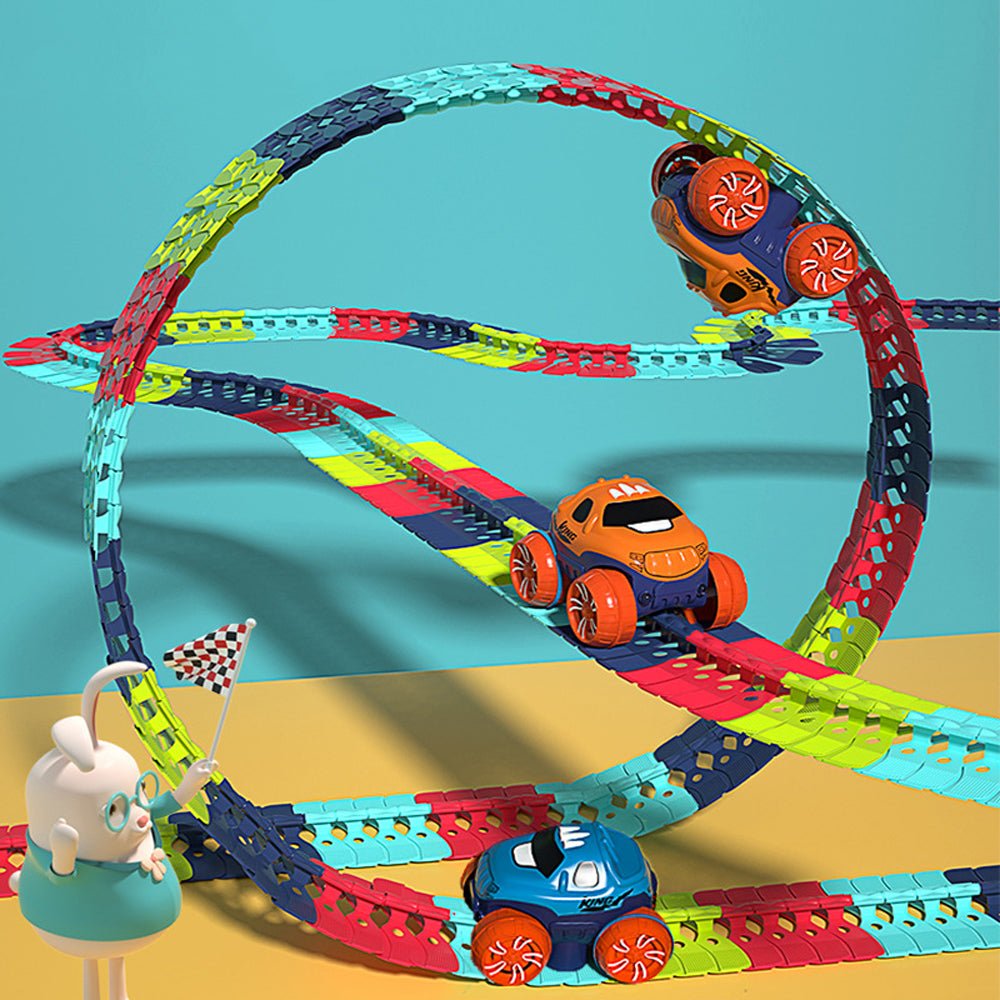 V255-TRACK-92-52726-00 Changeable Track In The Dark Track with LED Light-Up Race Car Flexible Track Toy 92 - Image 1