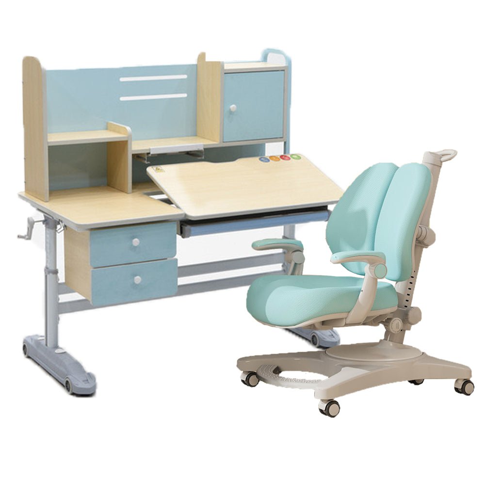V255-XSM020-508-BLUE-53261-00 Height Adjustable Children Kids Ergonomic Study Desk Chair Set 120cm Blue AU - Image 1