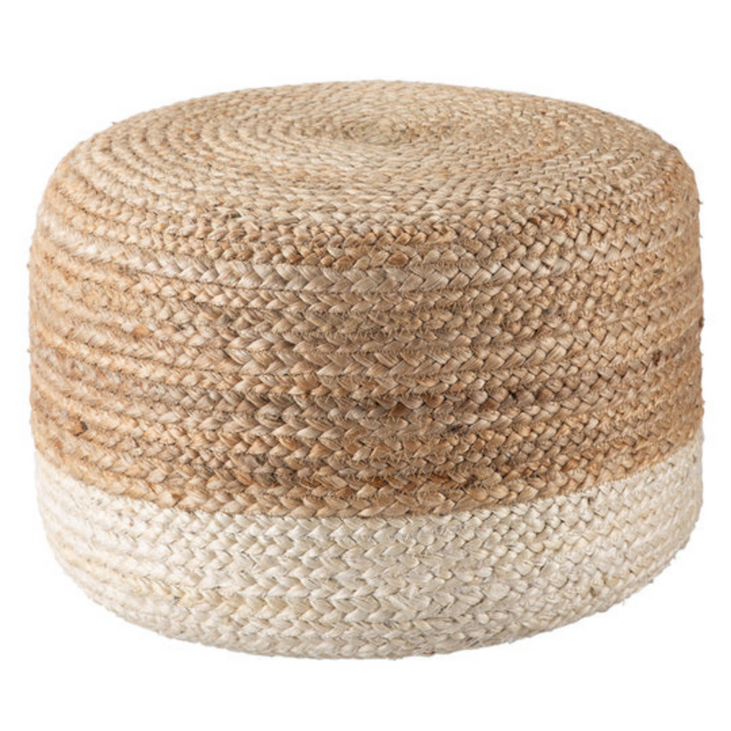 V262-CI-STK-579FCNB-s-l1600-2-00 Ombre Hand Braided Jute Cotton Pouf Ottoman 50 x 35 cm (Beige) - Image 1