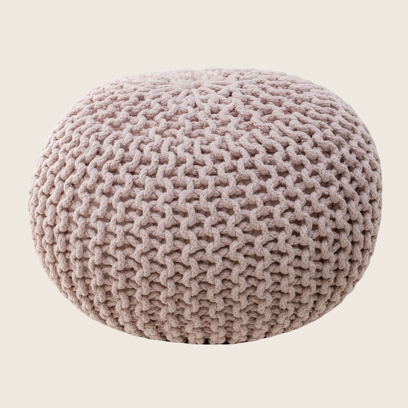 V262-CL-STK-009BP-s-l1600-2-00 Braided Ottoman Pouffe Footstool Hand Knitted (Blush Pink) - Image 1