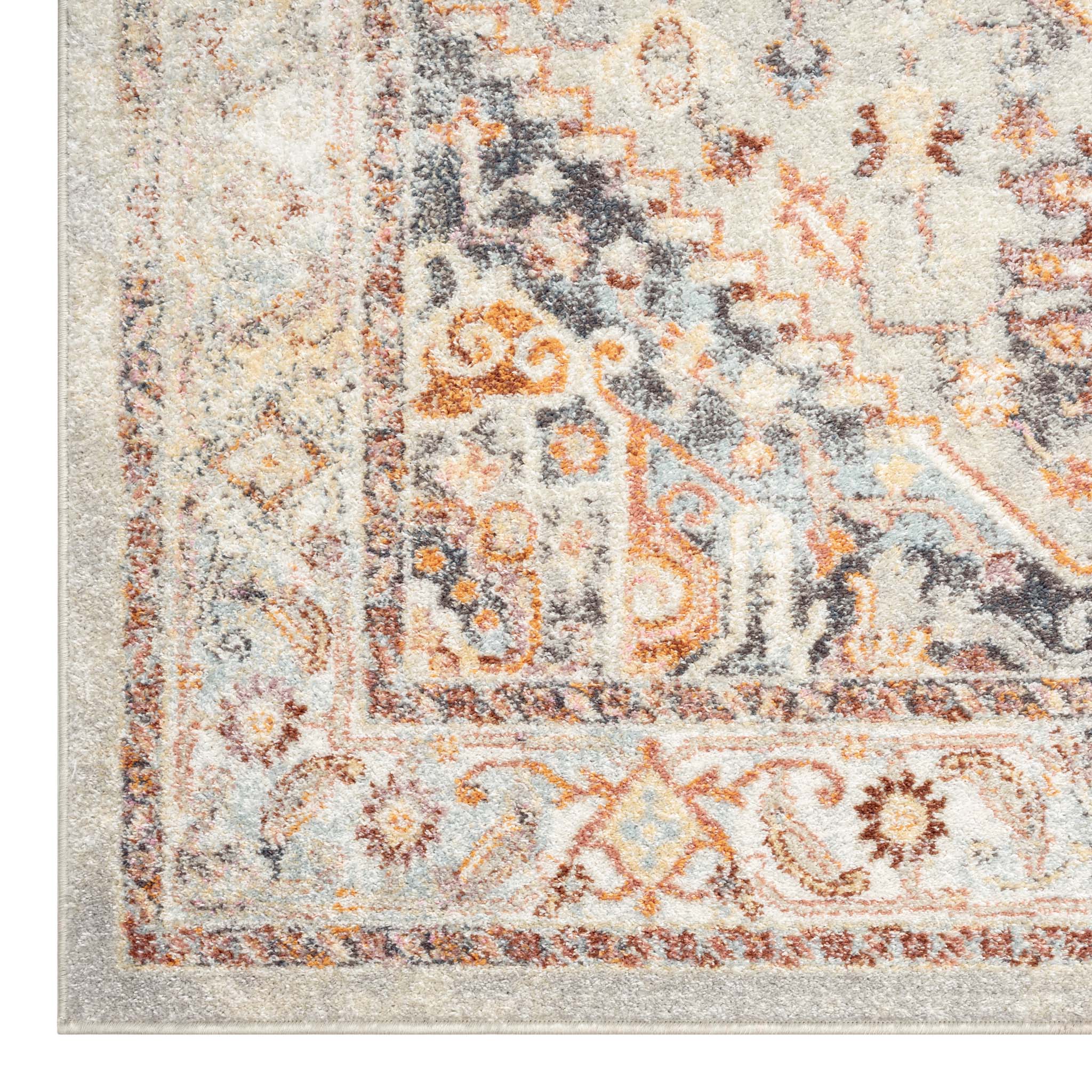 V262-LGH1601607405GRE-172734-00 Ornate Persian Vintage Rug - Grey - 160x160 - Image 1